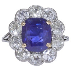 Art Deco 18kt White Gold Blue Sapphire and Diamond Ring, Circa 1920s