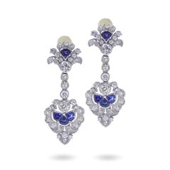 Art Deco 18kt White Gold Sapphire & Diamond Day and Night Clip-On Earrings