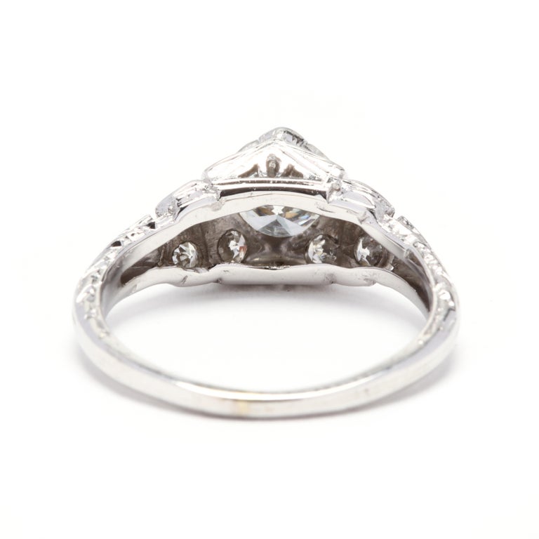 Art Deco 18 Karat White Gold Diamond Engagement Ring For Sale at 1stDibs