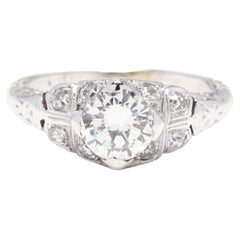 Art Deco 18 Karat White Gold Diamond Engagement Ring