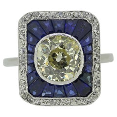 Bague habillée Art déco 1,90 carat diamant et saphir