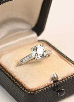 Bague Art déco de 1.90 carat, taille européenne ancienne. Bague de fiançailles ornée d'un diamant, L VS2