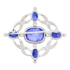 Art Deco 19.00 Karat Saphir & Diamant Brosche, ca. 1920er Jahre