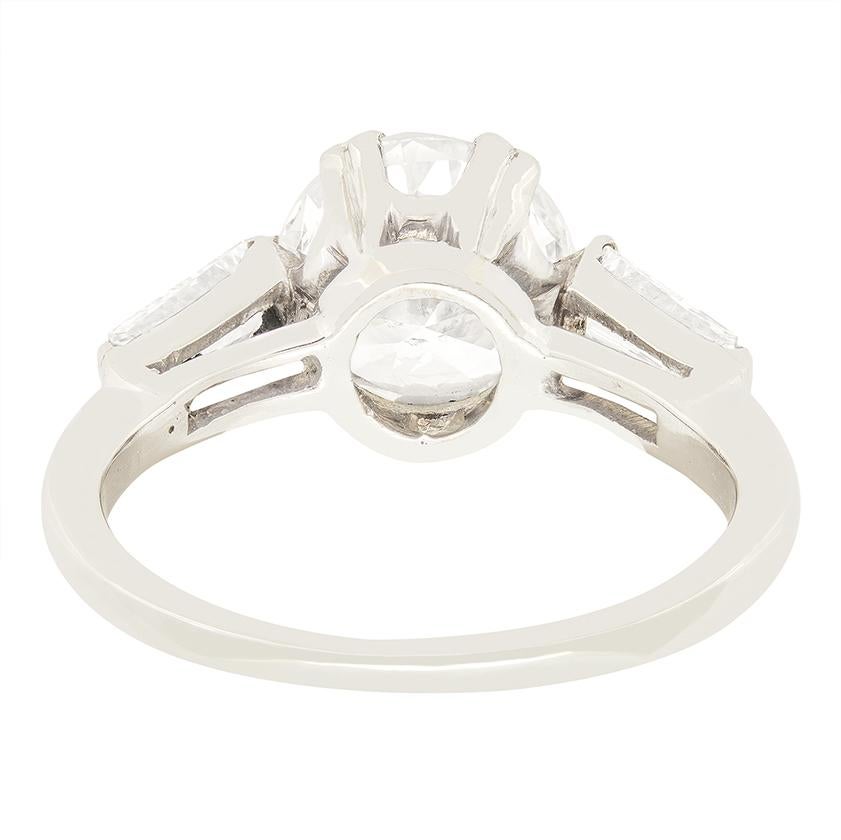 Taglio antico europeo Anello solitario con diamante Art Deco da 1,90 carati, anni '30 ca. in vendita