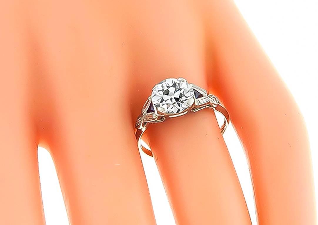 Bague de fiançailles Art déco en platine avec diamants et saphirs de 1,91 carat Neuf - En vente à New York, NY