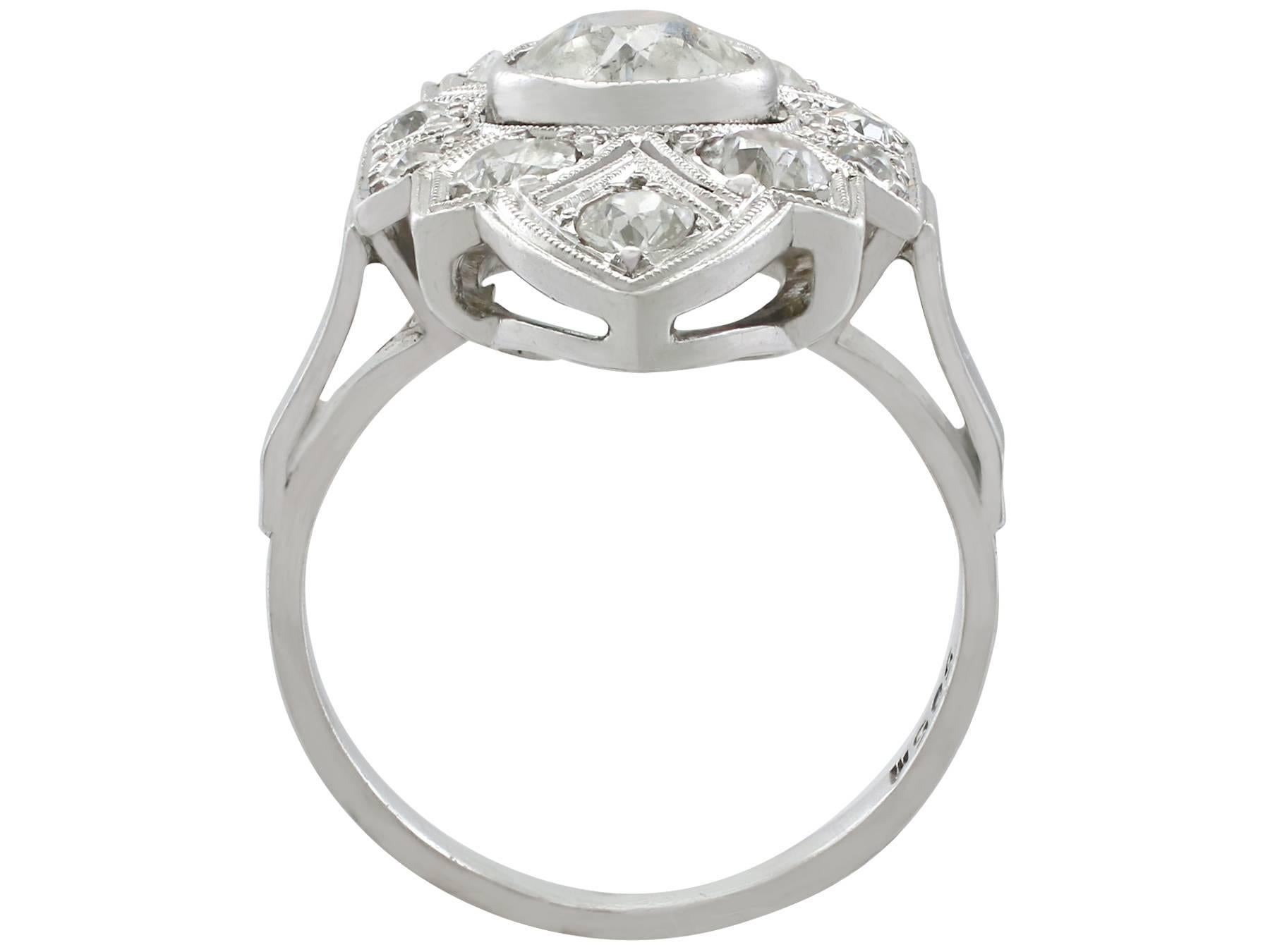 Women's Art Deco 1.91 Carat Diamond and White Gold, Platinum Set Marquise Ring