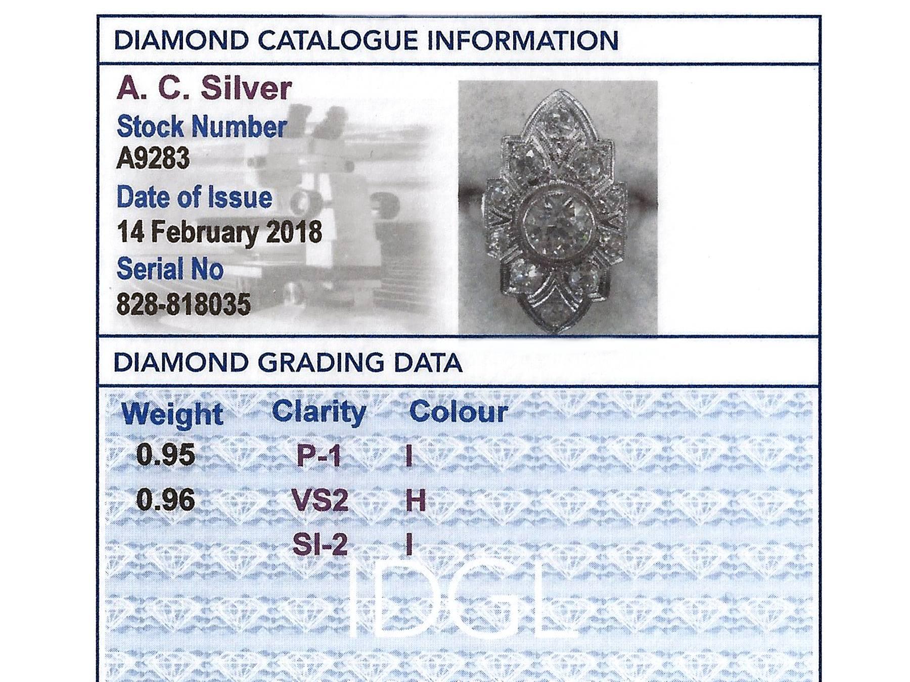 Art Deco 1.91 Carat Diamond and White Gold, Platinum Set Marquise Ring 1