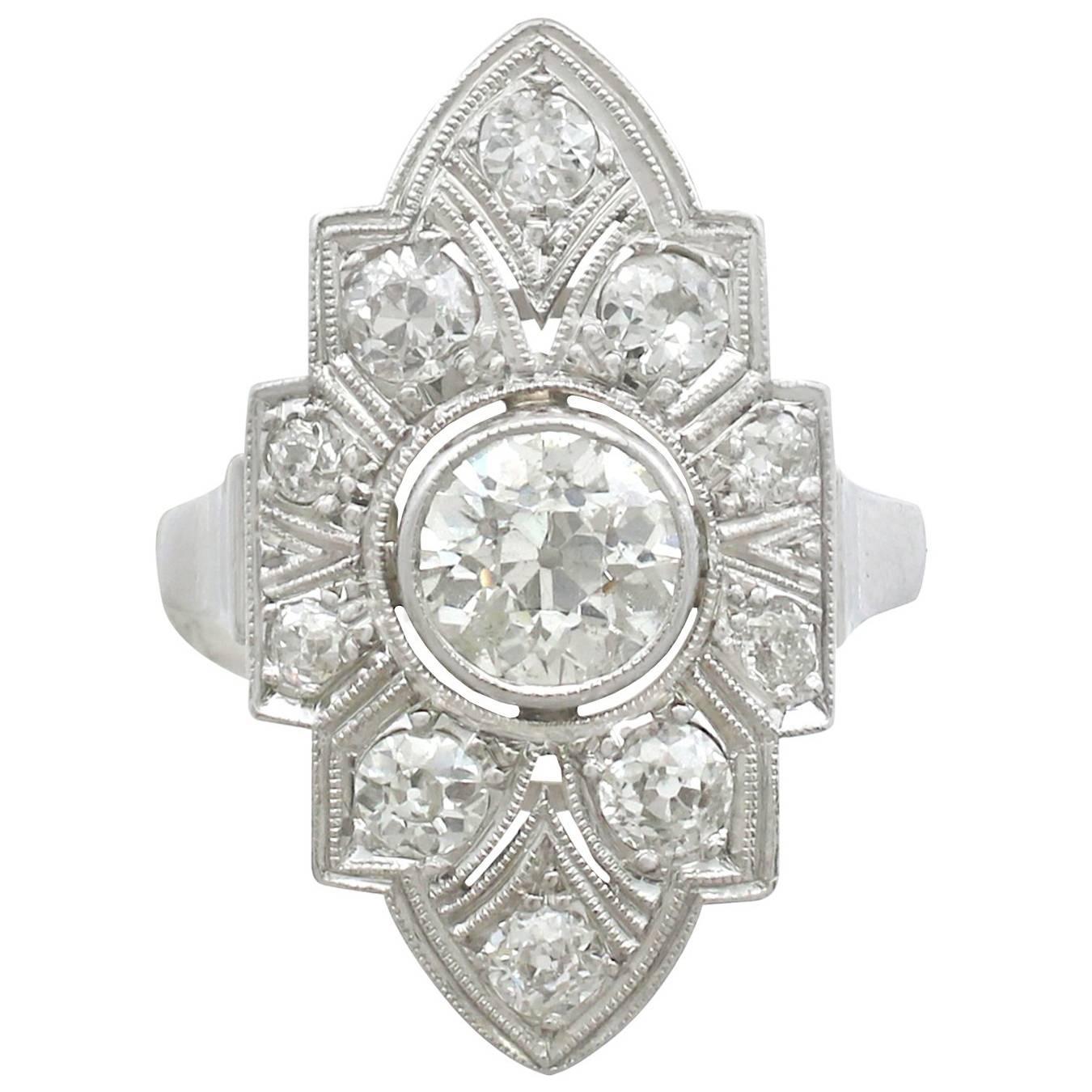 Art Deco 1.91 Carat Diamond and White Gold, Platinum Set Marquise Ring
