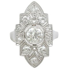 Art Deco 1.91 Carat Diamond and White Gold, Platinum Set Marquise Ring