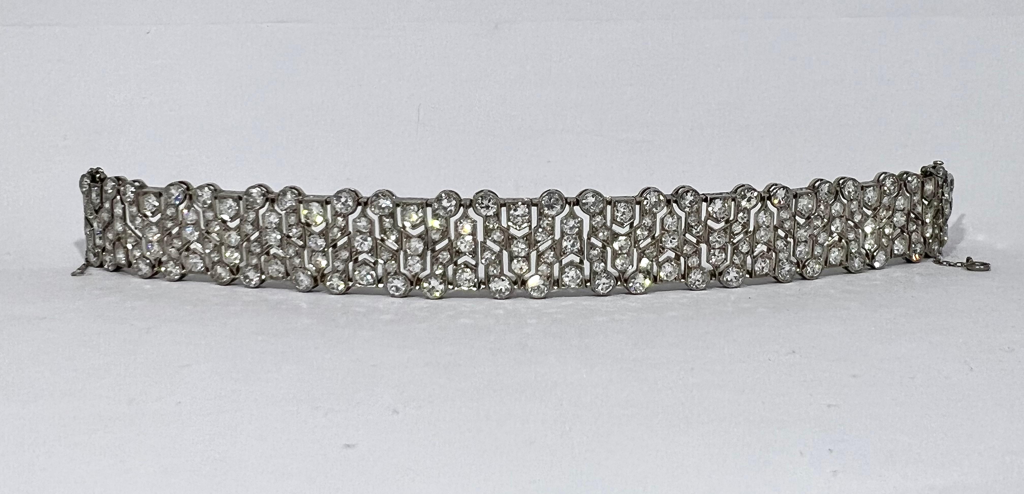 Art Deco 1910-1920 Platin- und Diamantarmband (Brillantschliff) im Angebot