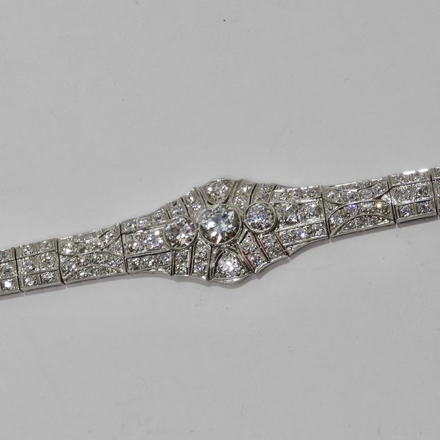 Art Deco 1920 Platinum Art Deco Diamond Bracelet In Excellent Condition For Sale In Scottsdale, AZ