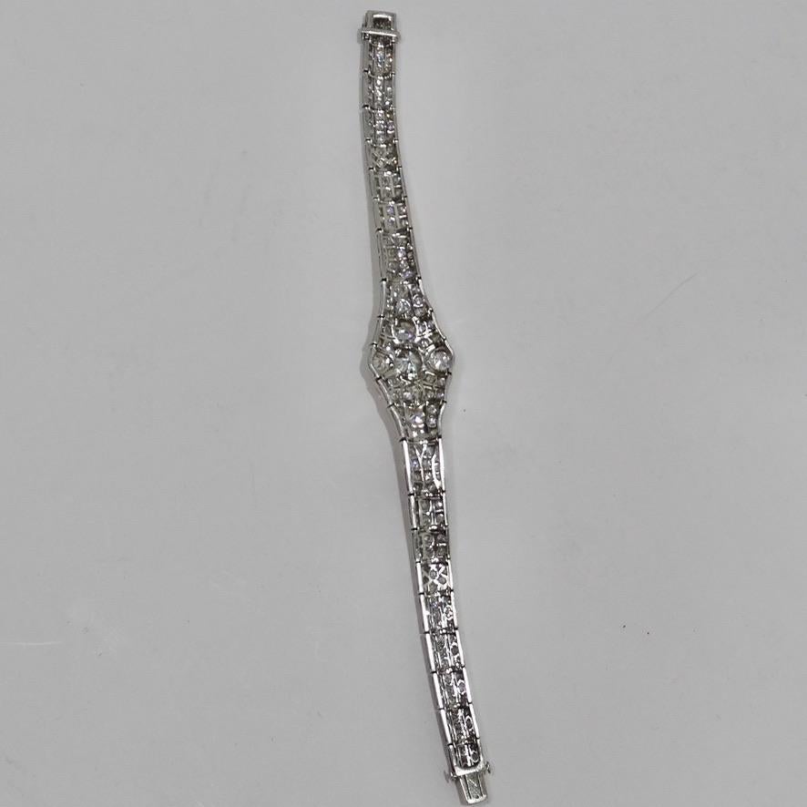 Art Deco 1920 Platinum Art Deco Diamond Bracelet For Sale 2