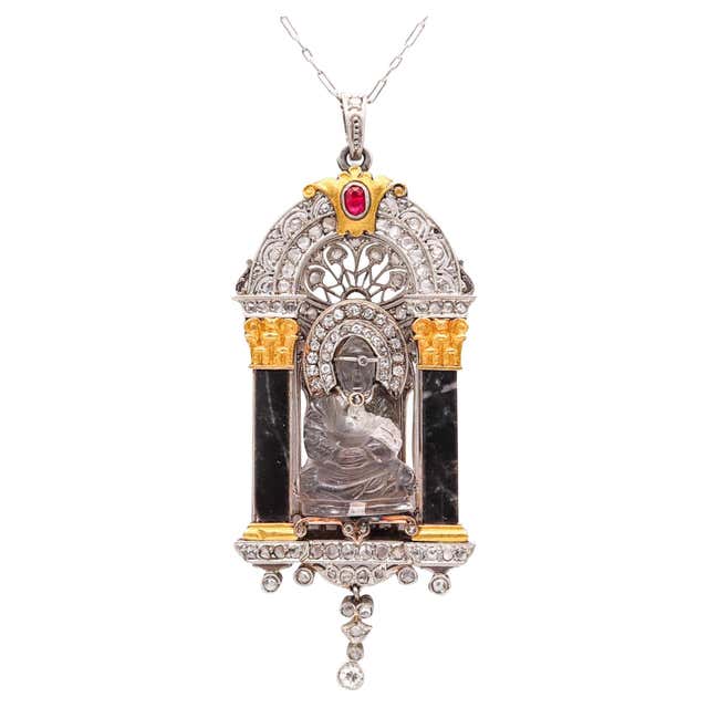 Gubelin 1920 Art Deco Necklace Enameled Watch In Platinum With European ...