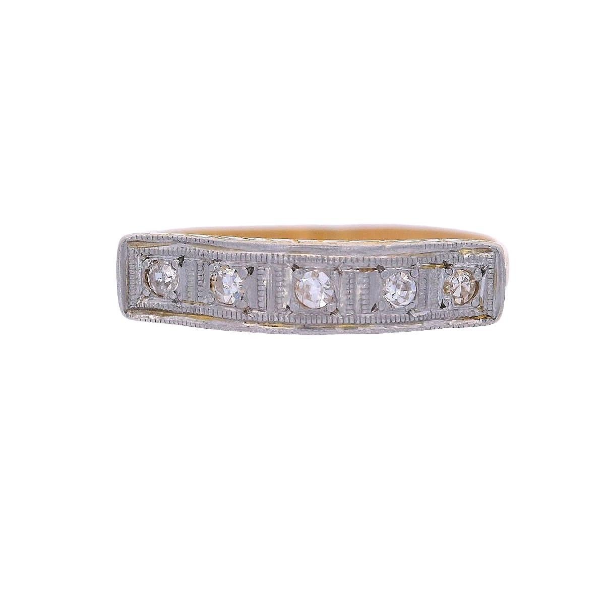 Art Déco Anello Art Deco 1915 in oro 18kt e platino con diamante in vendita