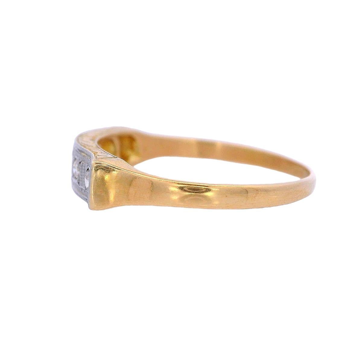 Anello Art Deco 1915 in oro 18kt e platino con diamante In condizioni ottime in vendita a Aventura, FL