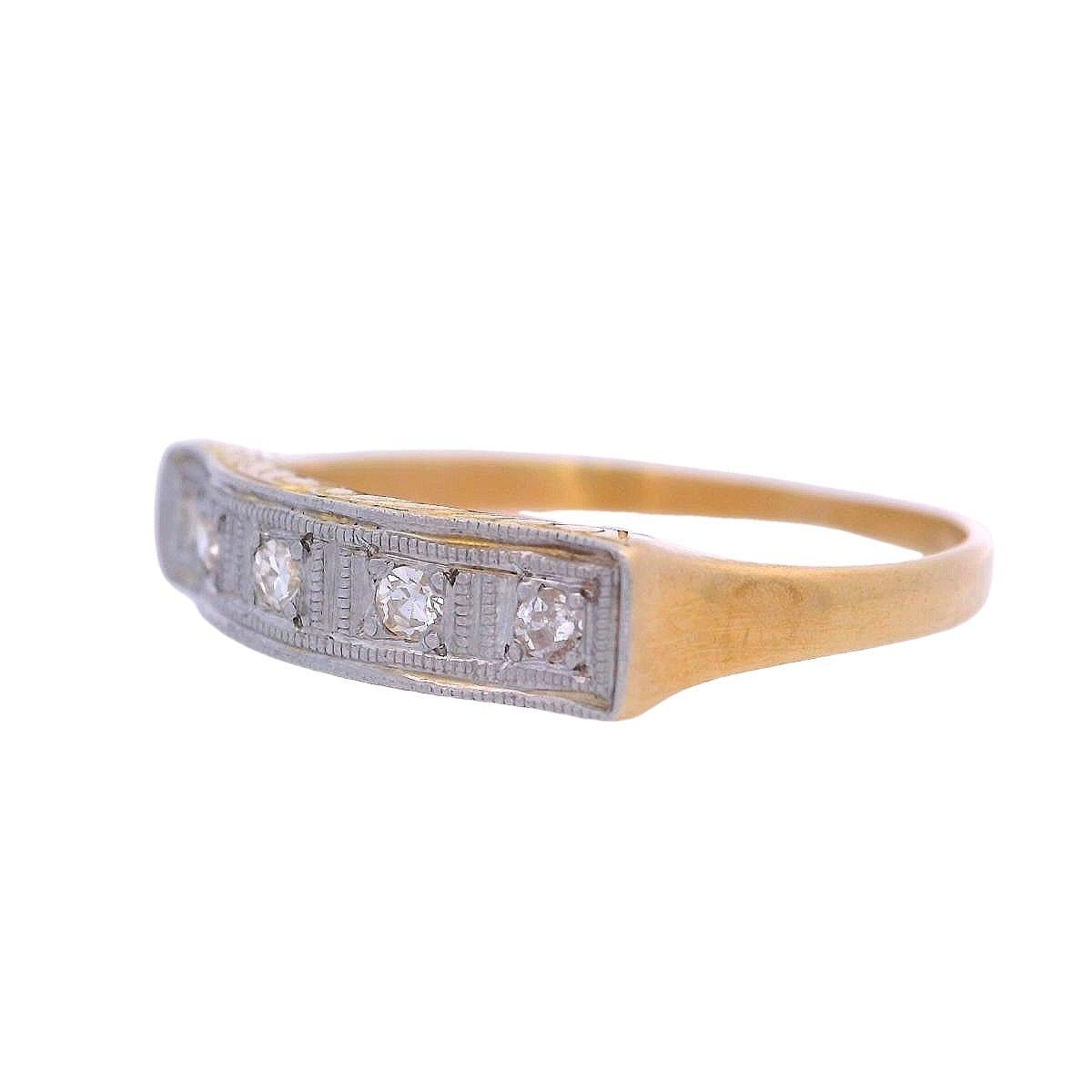 Anello Art Deco 1915 in oro 18kt e platino con diamante in vendita 1