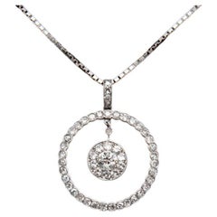 Art Deco 1.91ct Old-European Diamond Platinum Pendant, 1920s/1930s.