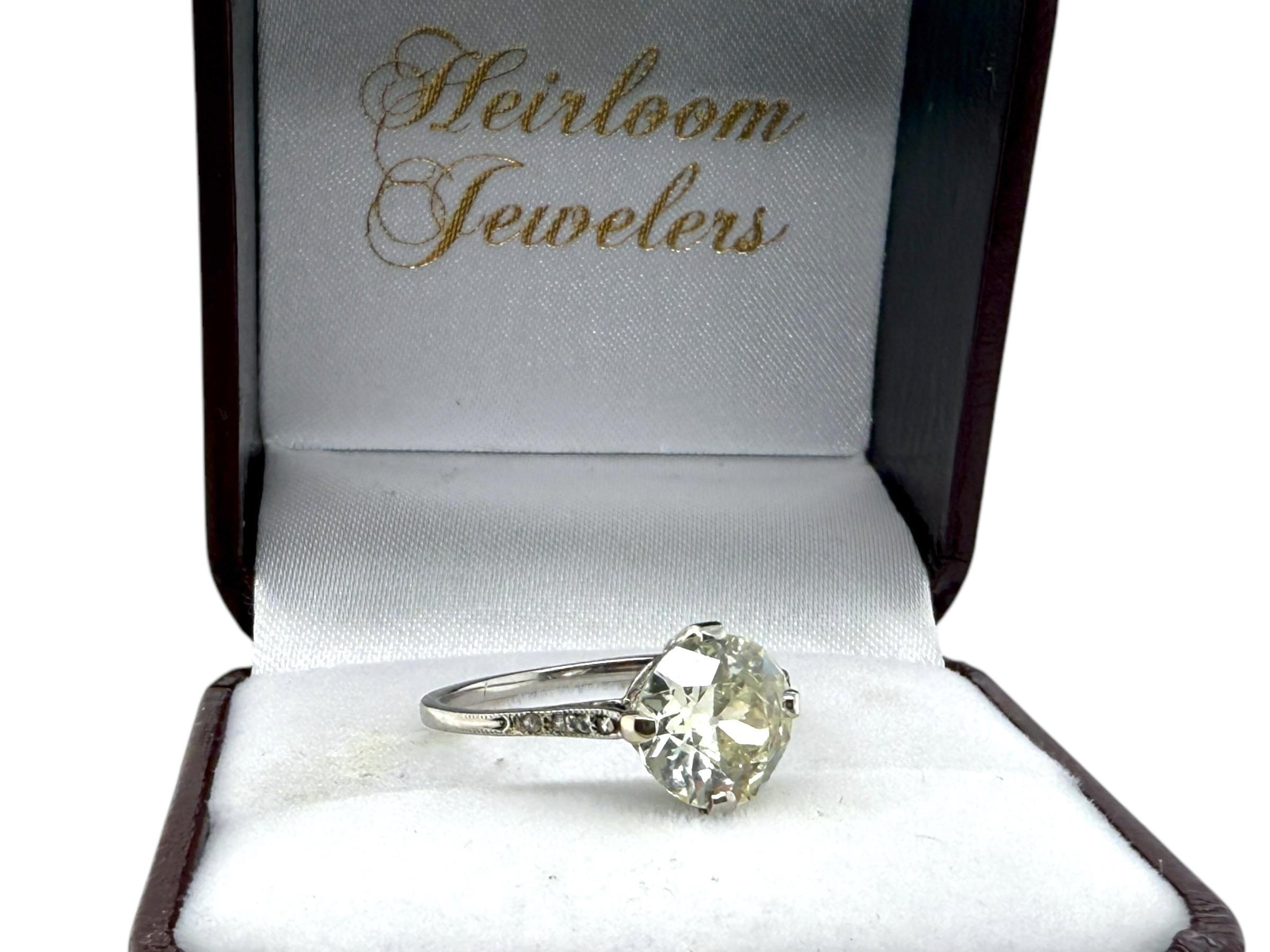 Art Deco 1.92 Carat Old European Cut Diamond Engagement Ring GIA 6