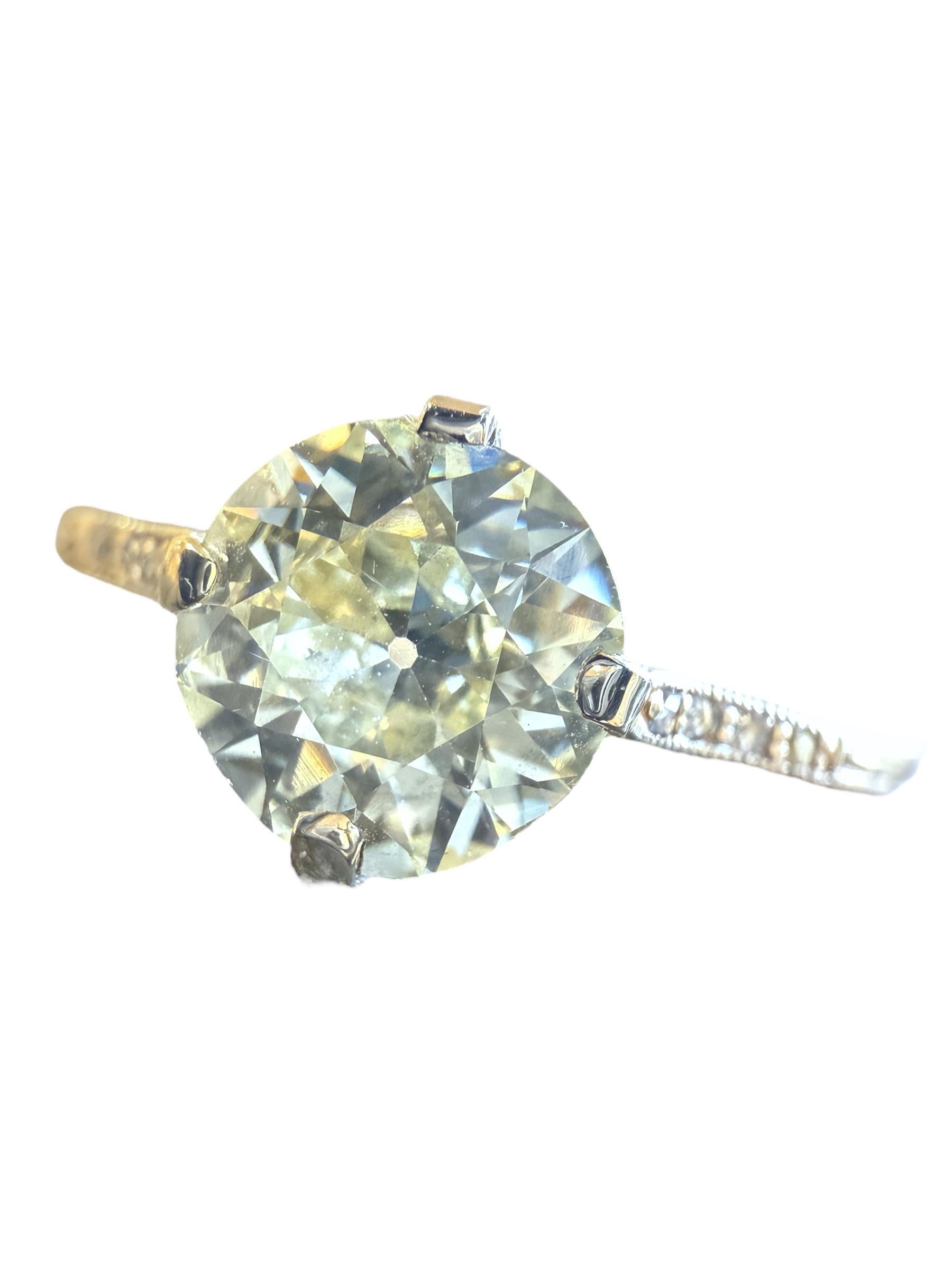 Art Deco 1.92 Carat Old European Cut Diamond Engagement Ring GIA 1