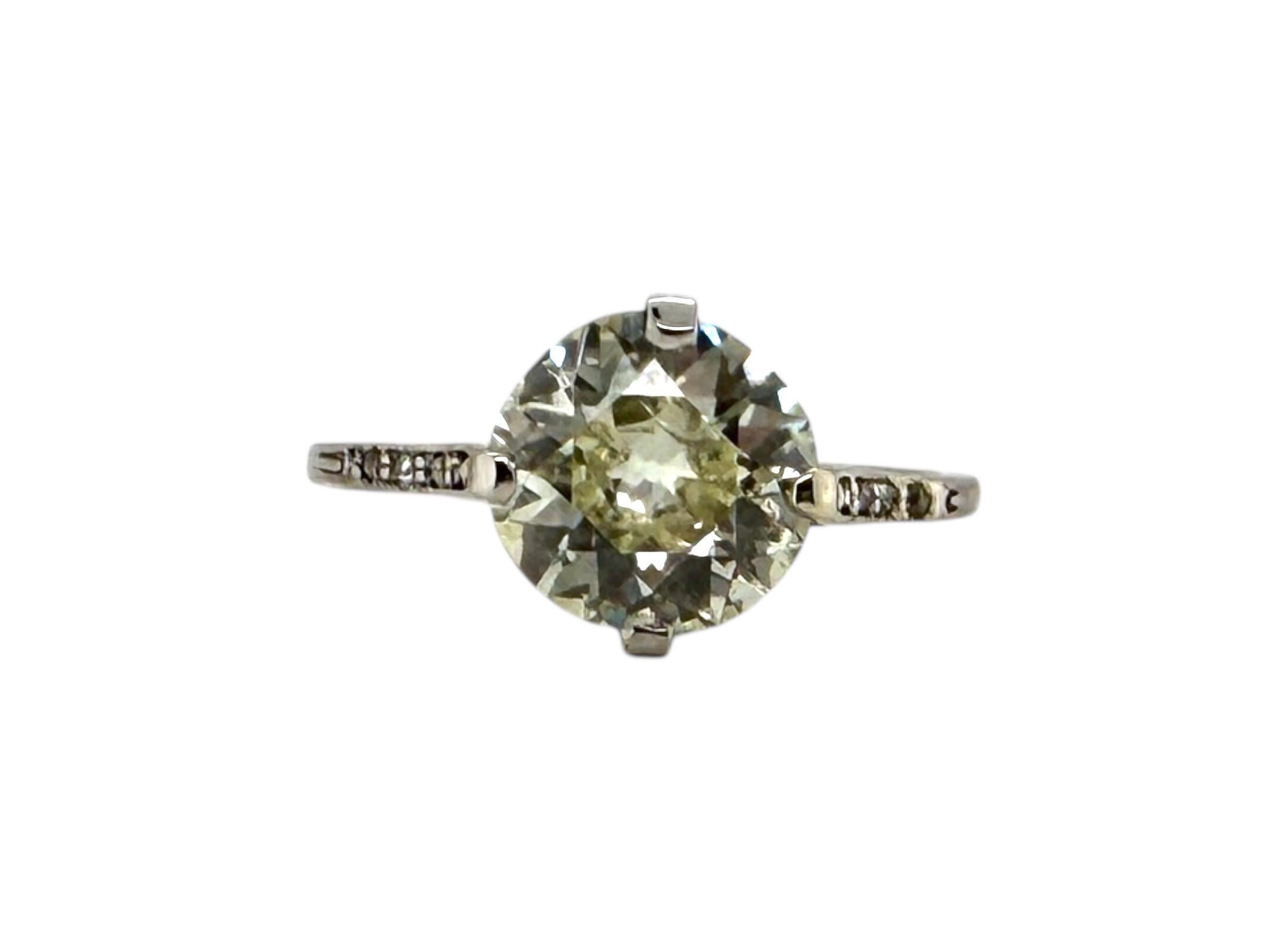 Art Deco 1.92 Carat Old European Cut Diamond Engagement Ring GIA 2