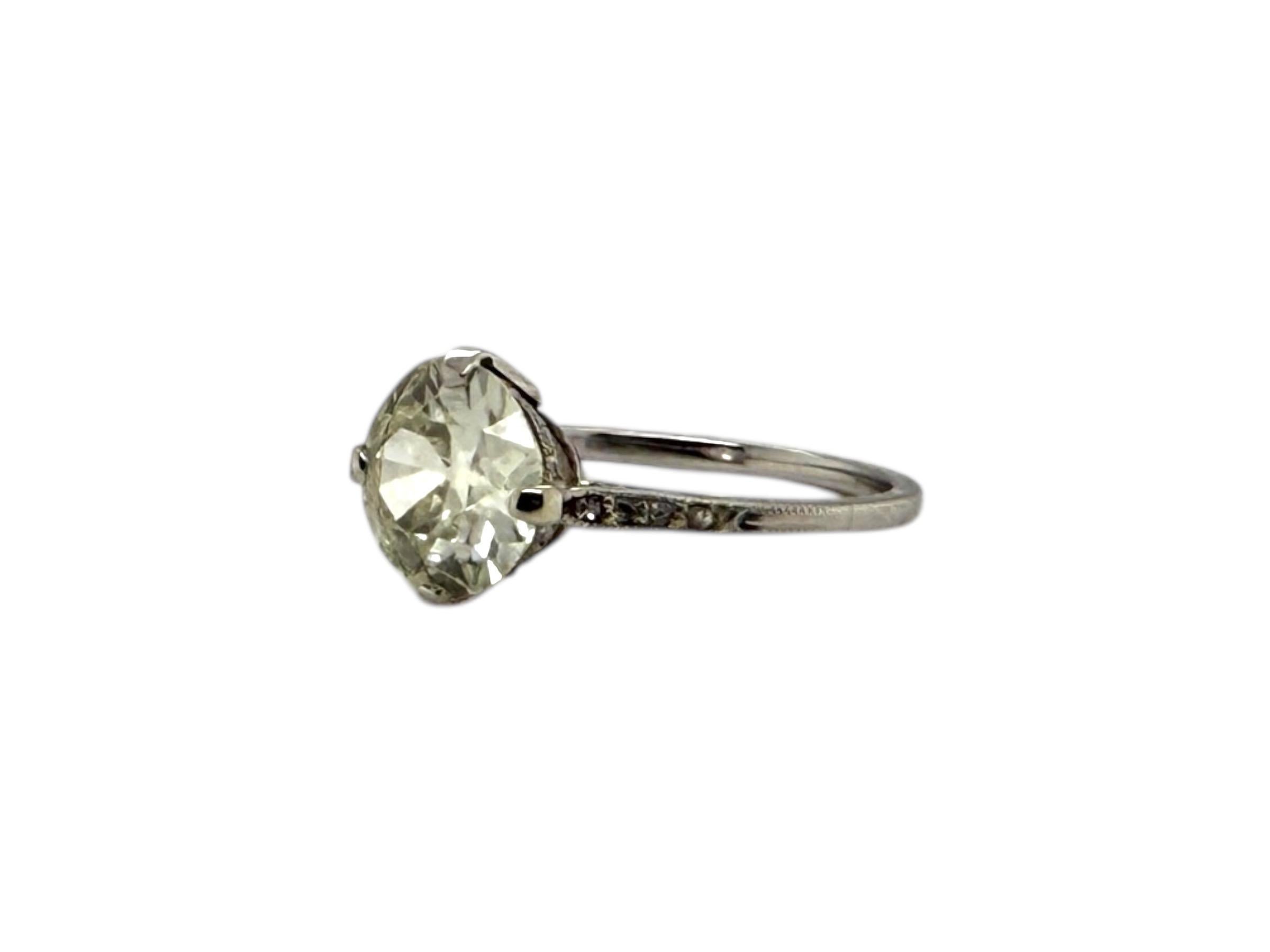 Art Deco 1.92 Carat Old European Cut Diamond Engagement Ring GIA 3