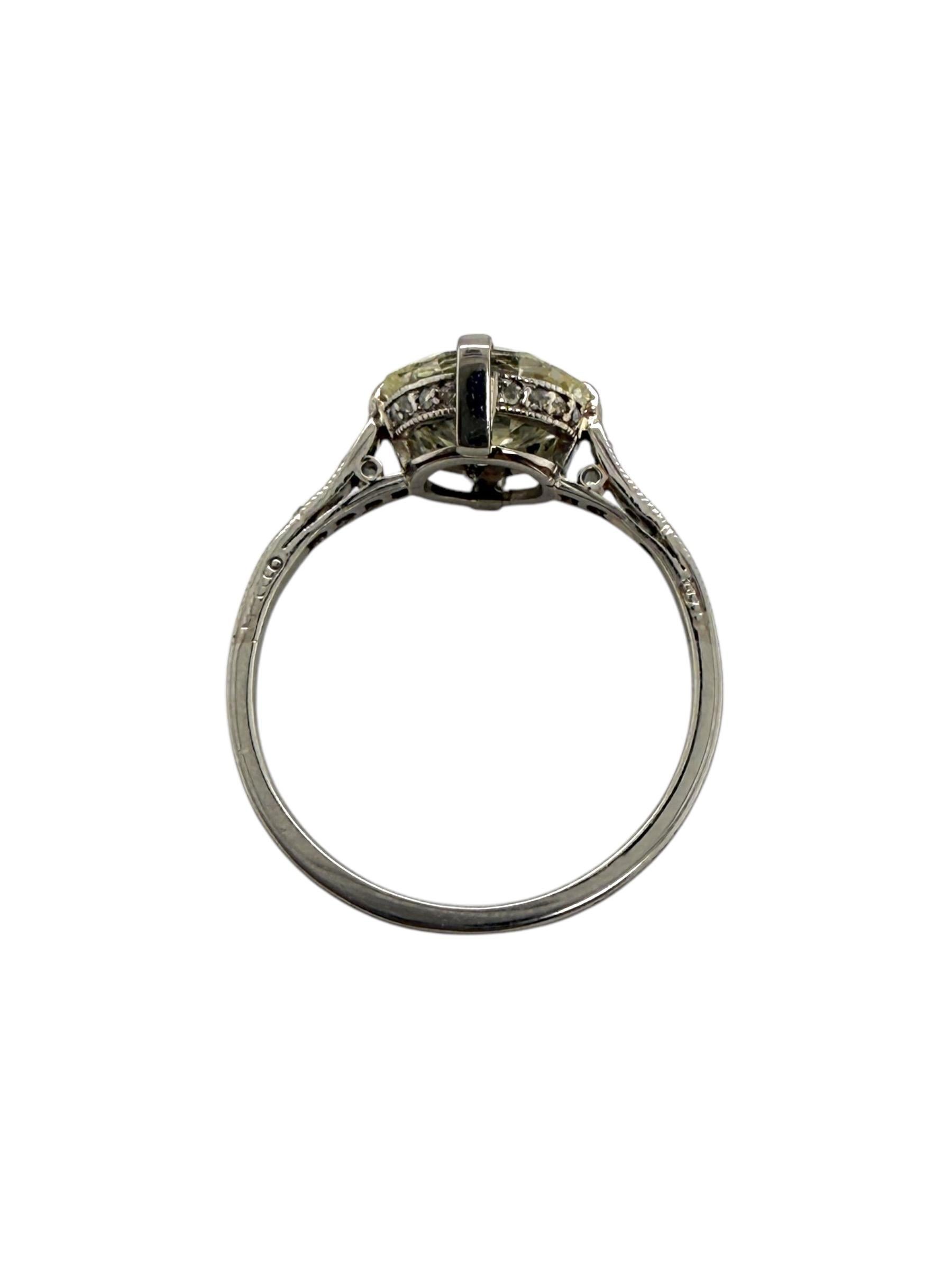 Art Deco 1.92 Carat Old European Cut Diamond Engagement Ring GIA 4