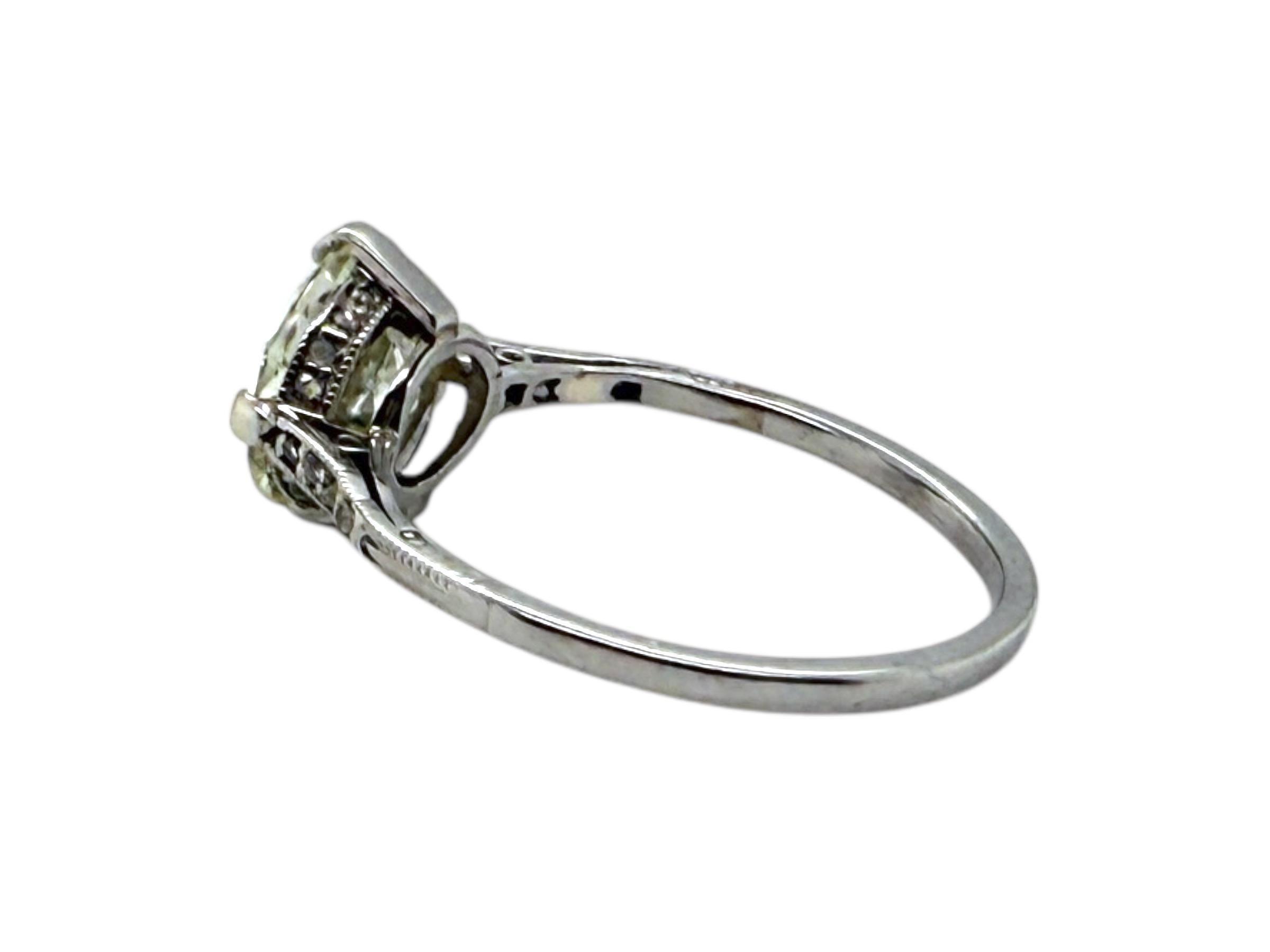 Art Deco 1.92 Carat Old European Cut Diamond Engagement Ring GIA 5