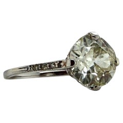 Art Deco 1.92 Carat Old European Cut Diamond Engagement Ring GIA