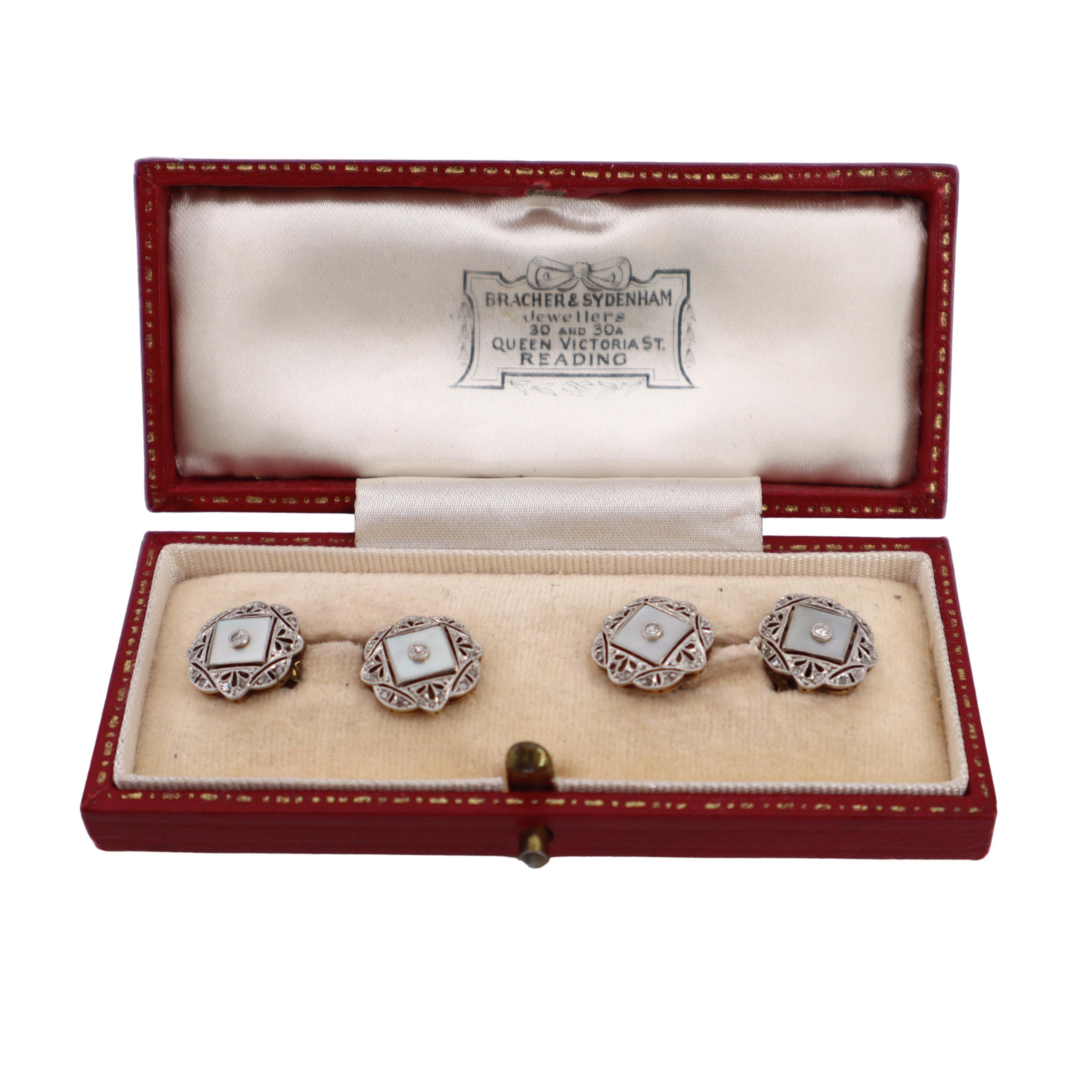 Art Deco 1920 18kt Gold and Platinum Doble Cufflinks with serial number For Sale 1