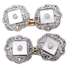 Art Deco 1920 18kt Gold and Platinum Doble Cufflinks with serial number