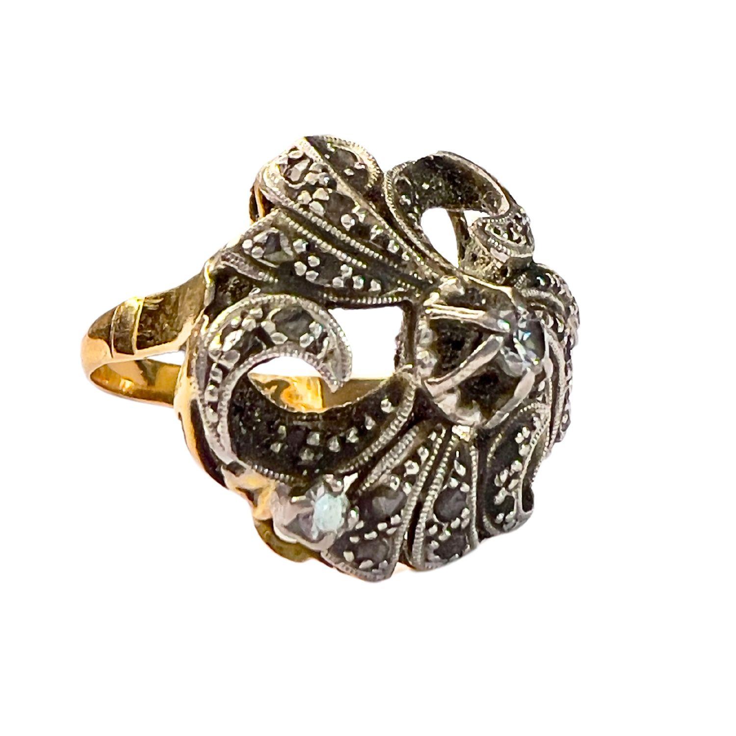 Taglio a rosa Art Deco 1920-1925 Diamante e  Anello d'argento in vendita