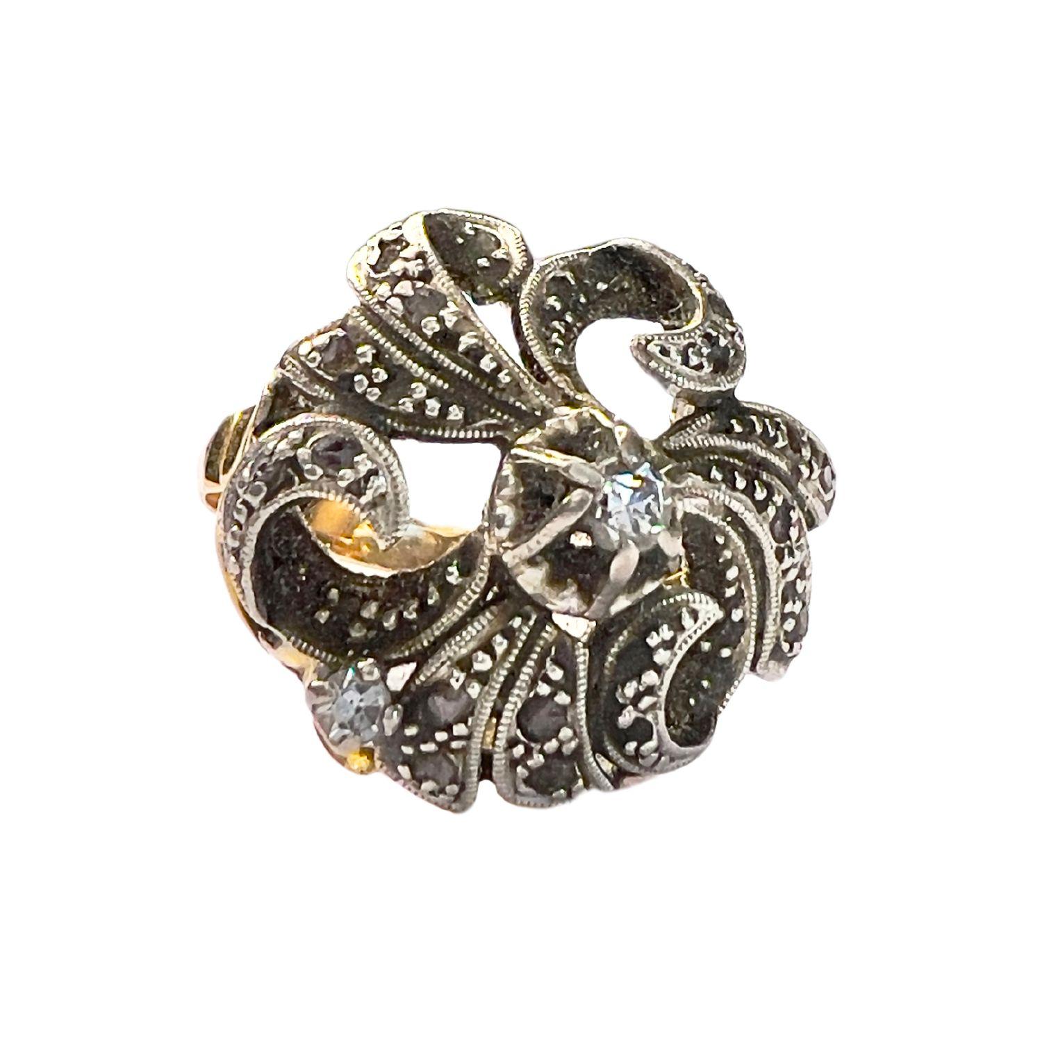 Art Deco 1920-1925 Diamante e  Anello d'argento In condizioni buone in vendita a MADRID, ES