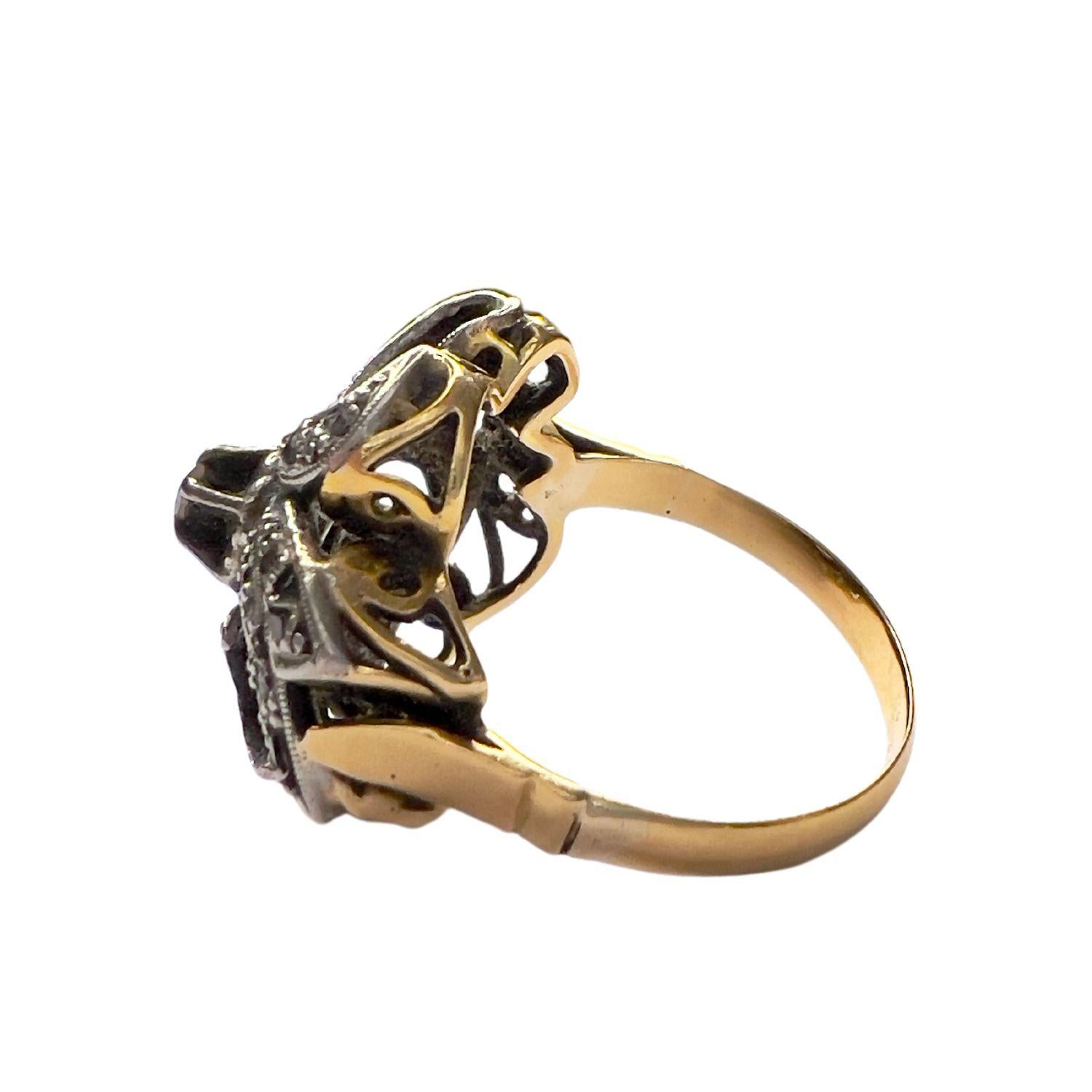 Art Deco 1920-1925 Diamante e  Anello d'argento in vendita 1