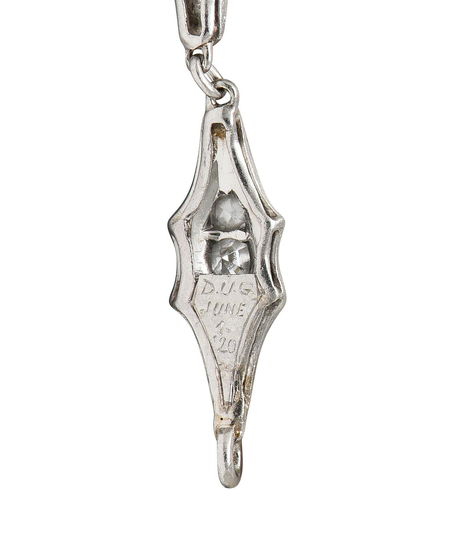 Art Deco 1920 4.60 CTW Diamond Platinum Fancy Link Antique Chain Necklace For Sale 5