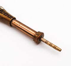 Art Deco 1920 Egyptian Revival Pharaoh Retractable Pencil Pendant Brass & Enamel