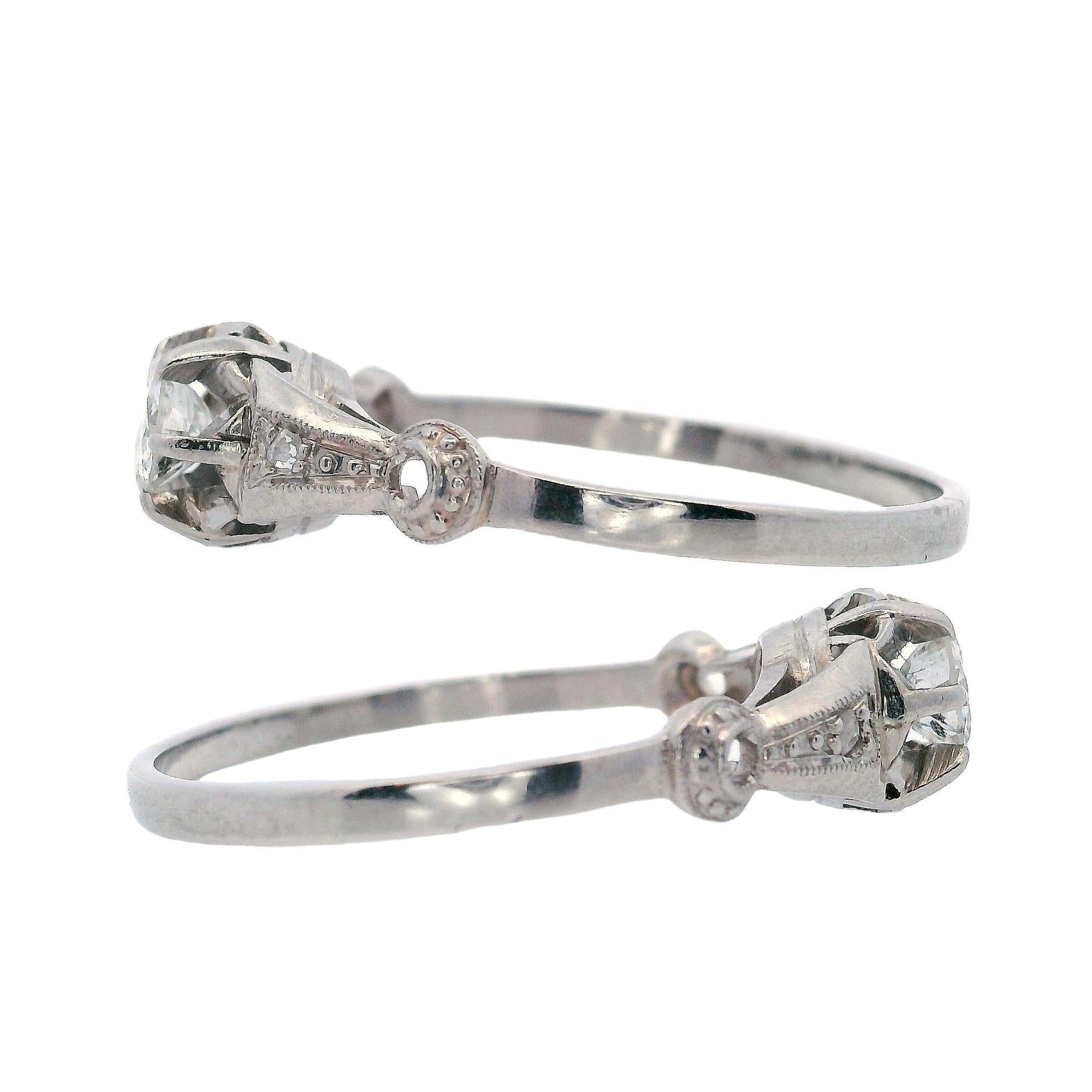 Art Deco 1920 Verlobungsring aus Platin mit Diamanten (Rundschliff) im Angebot