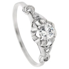 Antique Art Deco 1920 Engagement Platinum Ring with Diamonds