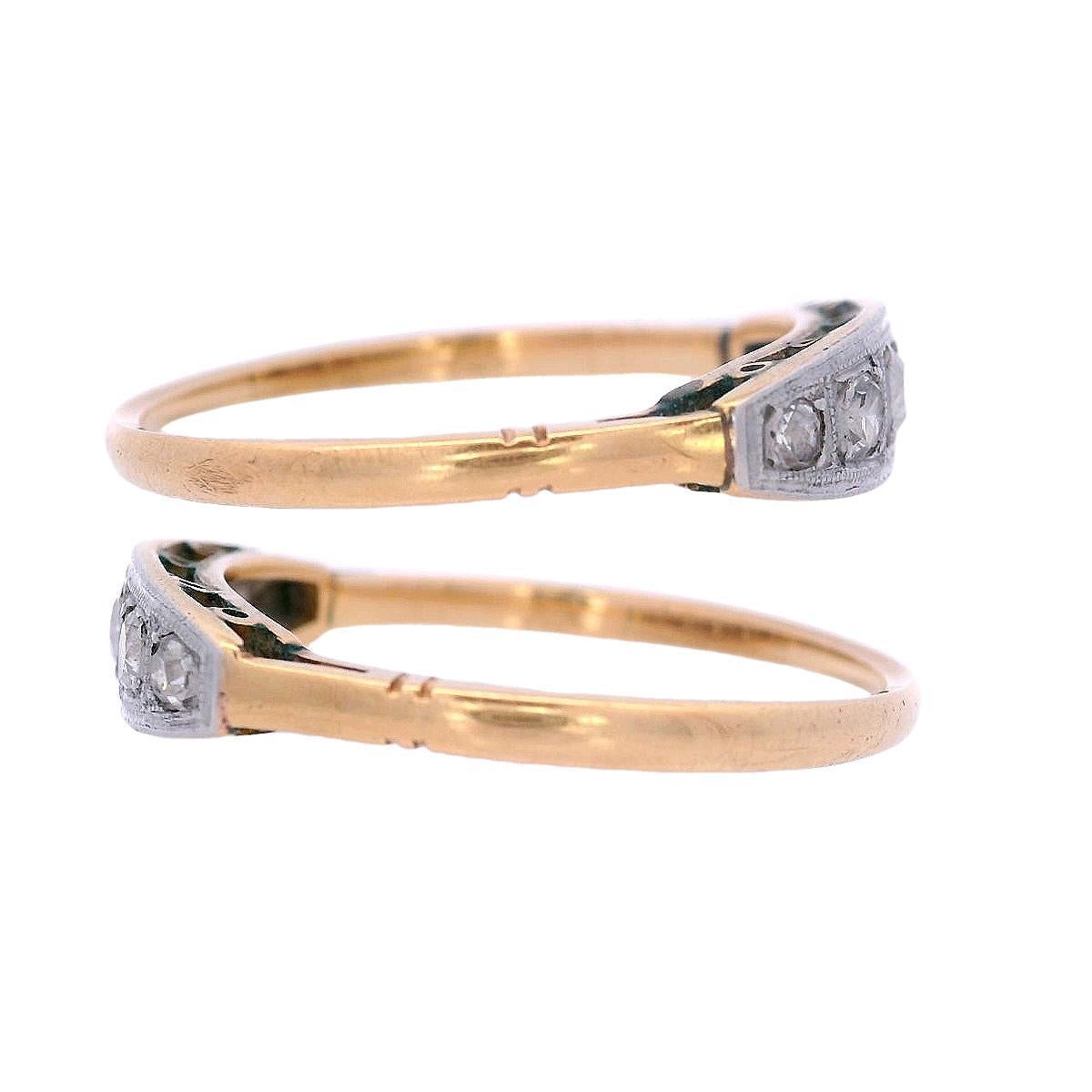 Taglio vecchia miniera Anello a cinque pietre in oro 18 carati e argento con diamanti, Art Deco 1920 in vendita