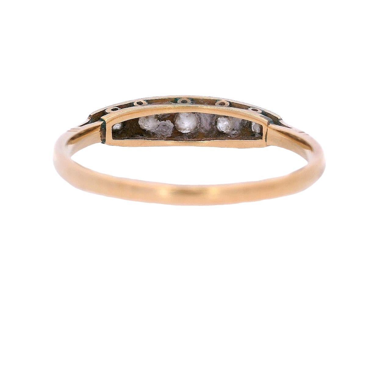 da uomo o donna Anello a cinque pietre in oro 18 carati e argento con diamanti, Art Deco 1920 in vendita