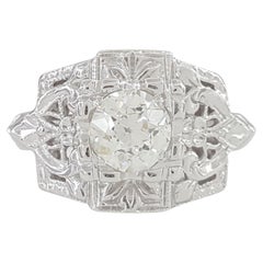 Art Deco 1920 Solitär-Ring mit Diamant im alteuropäischen Schliff, Solitär