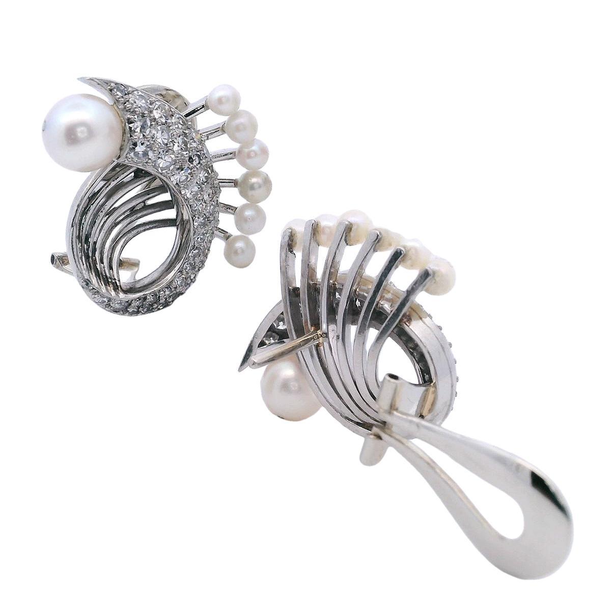 Taglio singolo Anelli in platino Art Deco 1920 con perle e 1,30 carati di diamanti in vendita