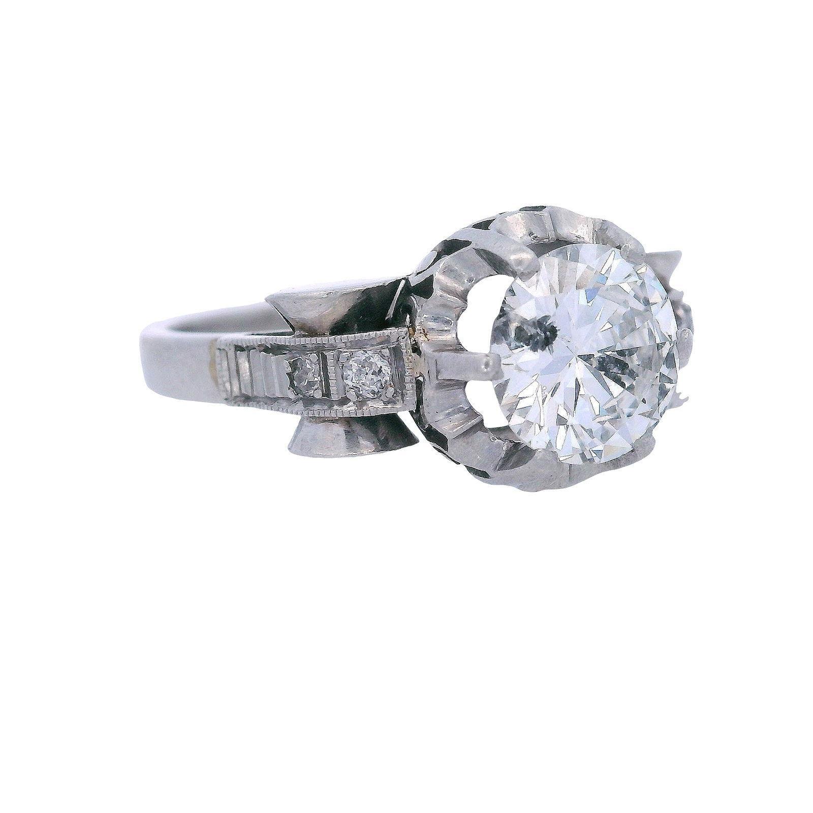 Taille vieille Europe Art Deco 1920 Platinum Engagement Ring with Diamond en vente