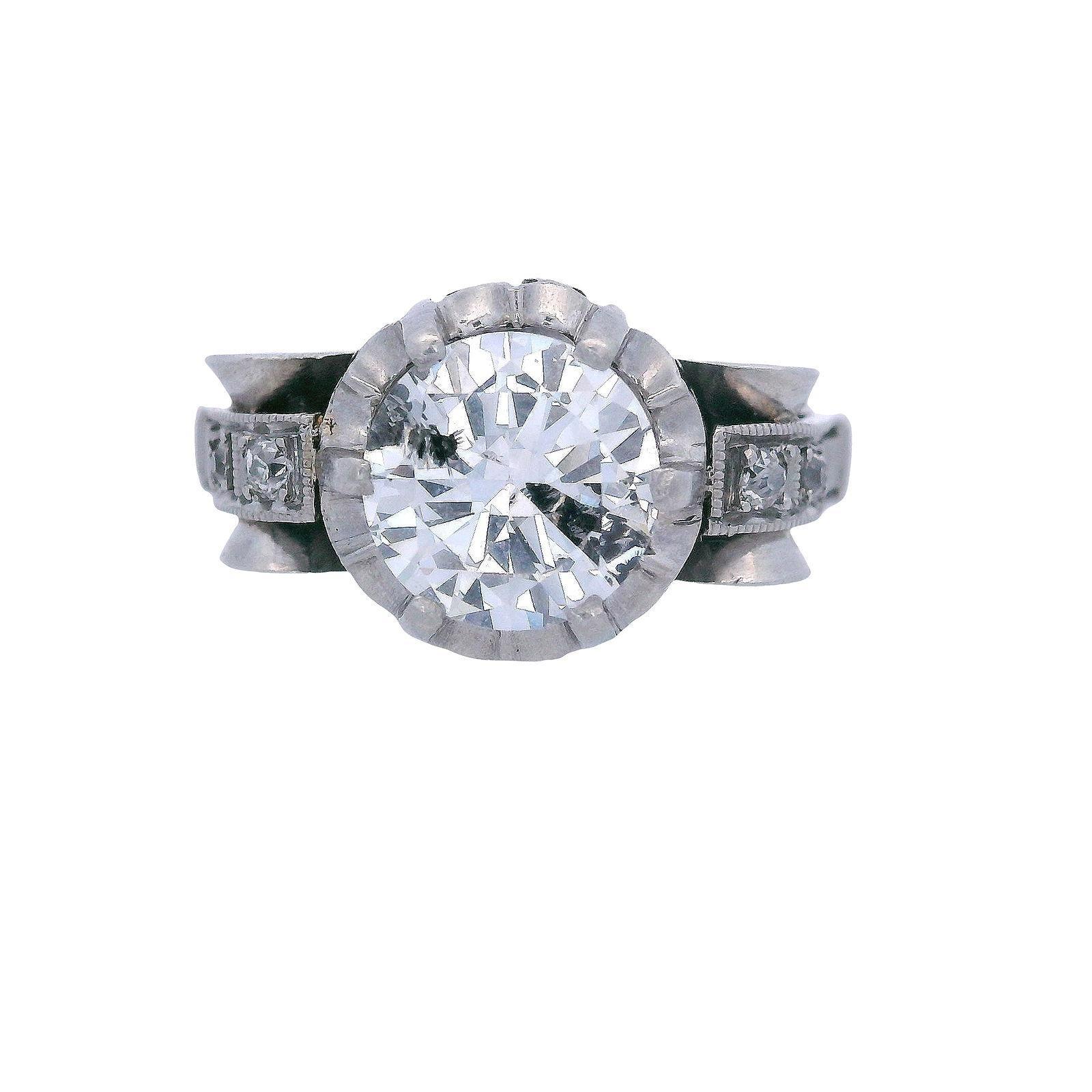 Art Deco 1920 Platinum Engagement Ring with Diamond en vente