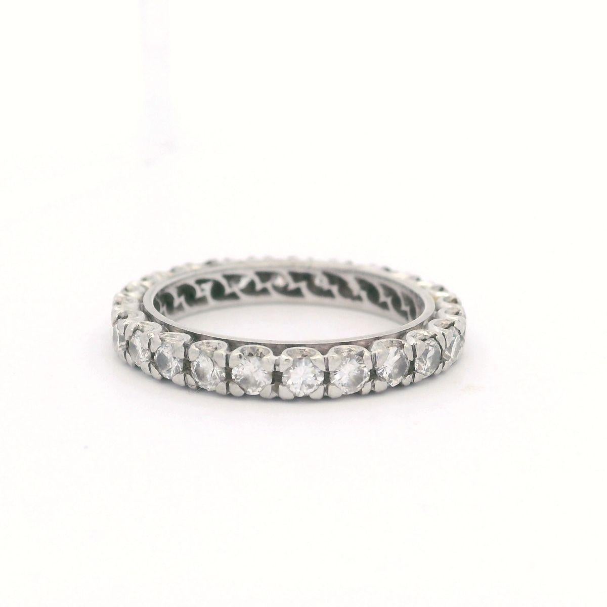 Women's or Men's Art Deco 1920 Platinum Eternity Band Ring with 1.20 Cts in Diamonds For Sale