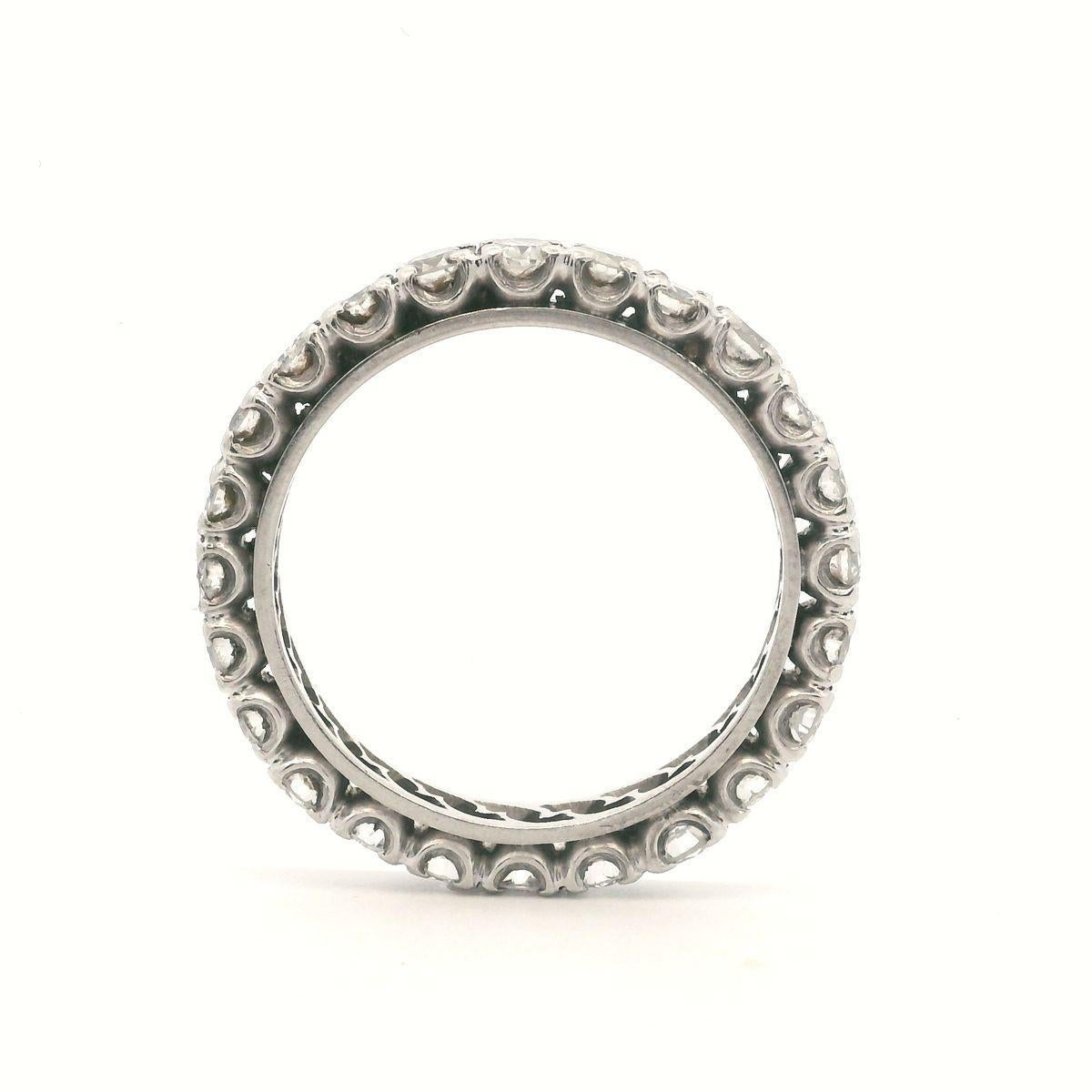Art Deco 1920 Platinum Eternity Band Ring with 1.20 Cts in Diamonds For Sale 1