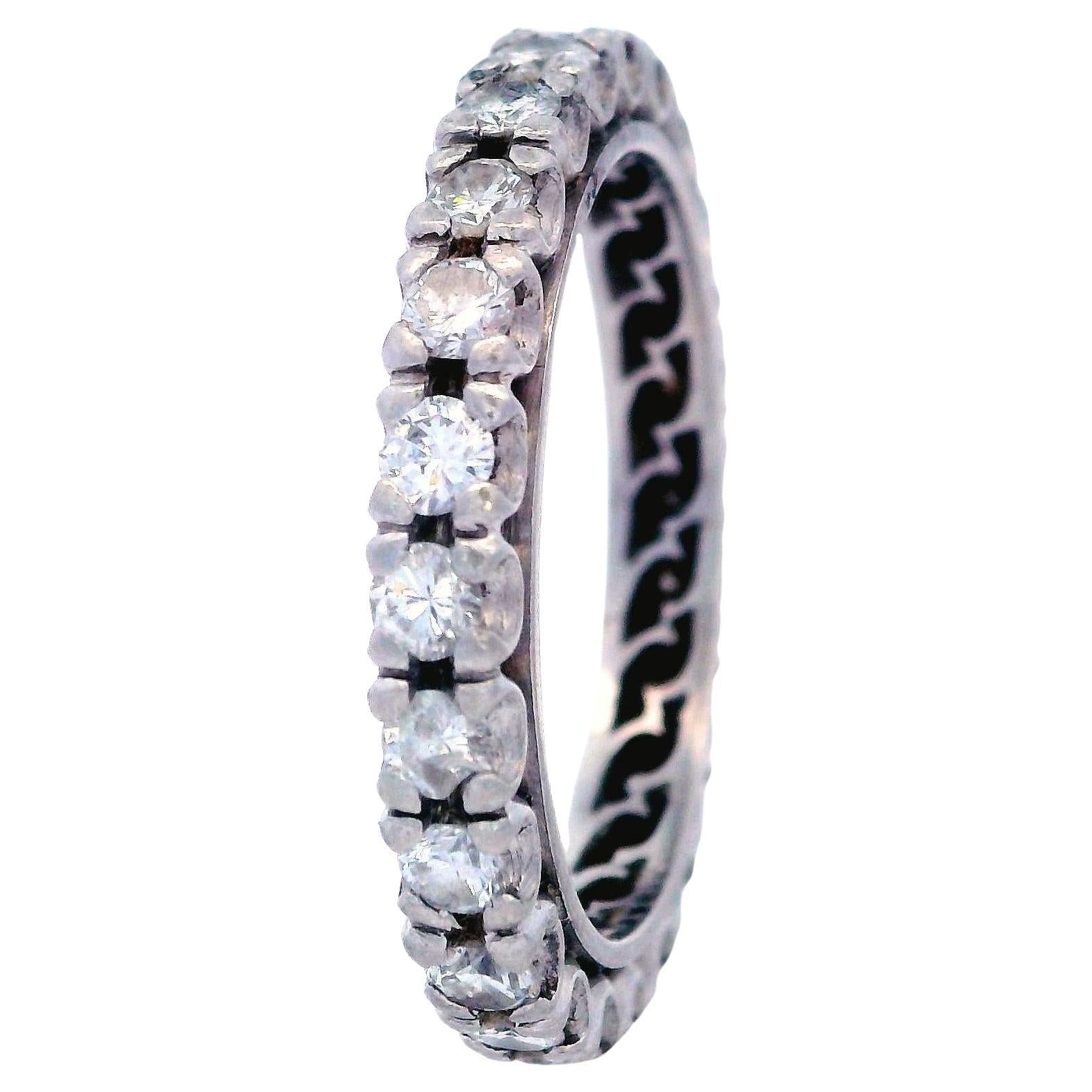 Art Deco 1920 Platinum Eternity Band Ring with 1.20 Cts in Diamonds For Sale