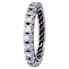 Antique Art Deco 1920 Platinum Eternity Band Ring with 1.20 Cts in Diamonds