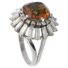 Bague Art déco 1920 avec topaze orange et diamants de 5,51 carats