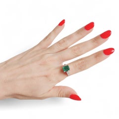 Art Deco 1920 Platinum ring with Emerald, Diamonds