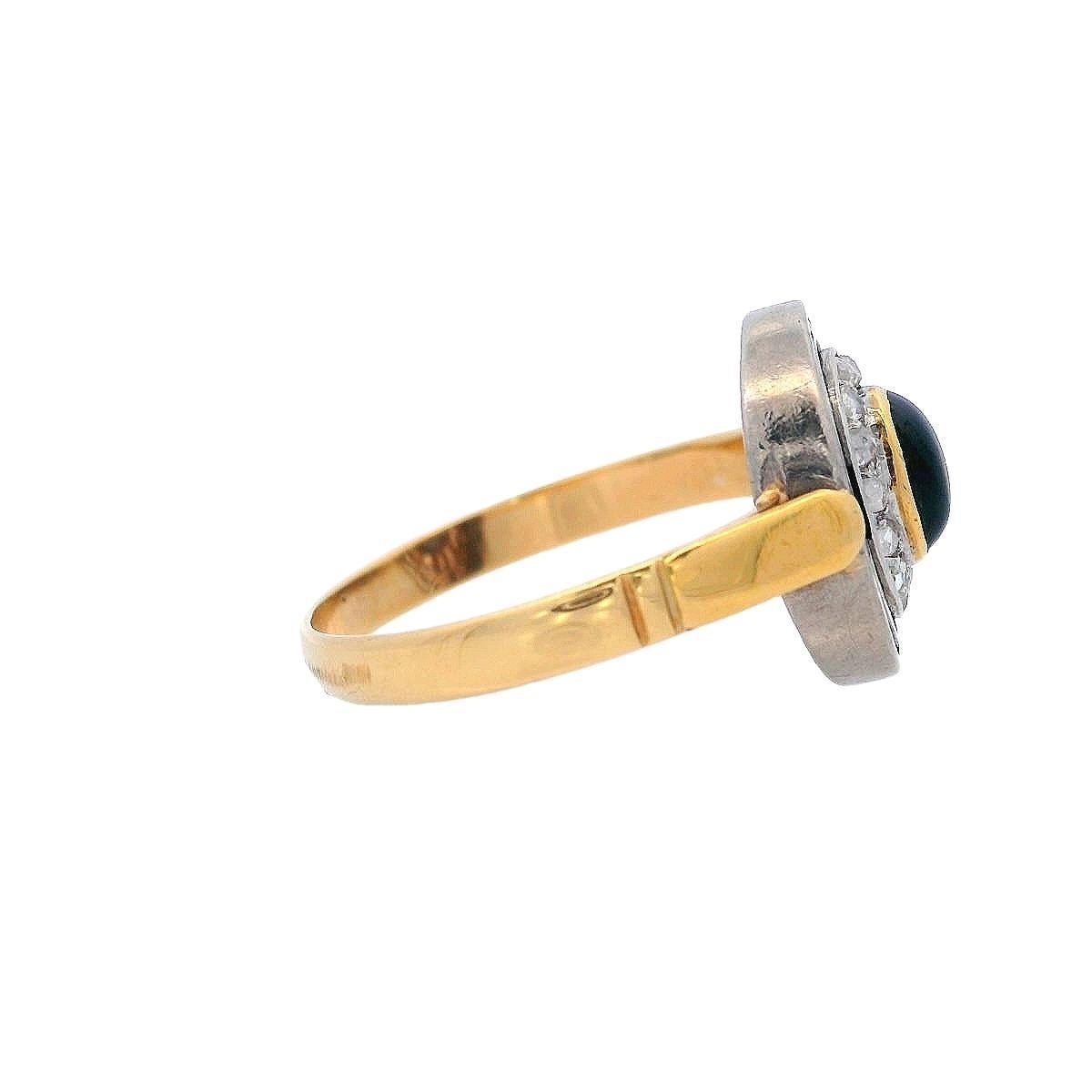 Art déco Bague Art Déco 1920 en or 18kt et platine avec diamants et saphir en vente
